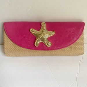 MUD PIE straw clutch NWT